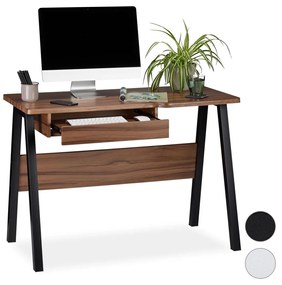 Písací stôl s výsuvom na klávesnicu RD6050, čierna-hnedá