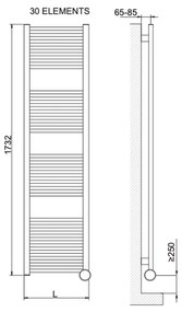 Cordivari Lisa 22 electric s ECO termostatom - Radiátor 1732x500 mm, biela 3581646100057