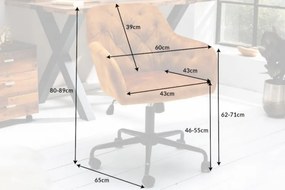 Dizajnová kancelárska stolička Kiara horčicový zamat