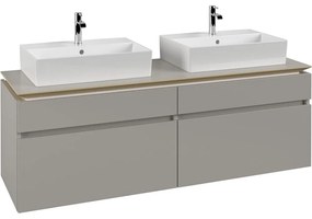 VILLEROY &amp; BOCH Legato závesná skrinka pod dve umývadlá na dosku, 4 zásuvky, 1600 x 500 x 550 mm, Soft Grey, B67700VK