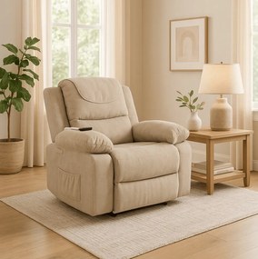 Masážne kreslo s funkciou vstávania MARCOS bežové