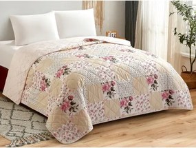 Prehoz na  posteľ Fiori 220x240 cm, kvetinovo ružový%