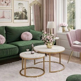 KONFERENČNÝ STOLÍK DIJON 2v1 BIELY MRAMOR + ZLATÝ PODSTAVEC