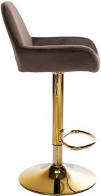 Barová stolička Braga (SET 2 ks) - zamat, zlatá podnož - Hnedá