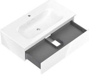 Mexen Orio, kúpeľňová skrinka 90 cm s umývadlom Vela, 1 zásuvka, biela lesklá, 91A10-09023-1-BF00-W23M00
