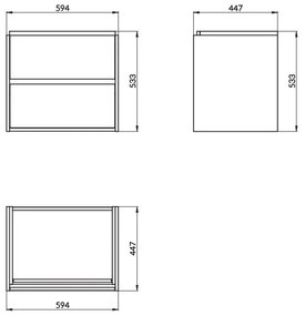 Cersanit Crea, závesná skrinka s umývadlom 60cm, set B114, dub, S801-288