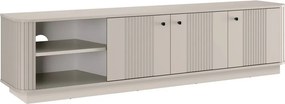 RTV skrinka Vesper 3D 187 cm na sokli - kasmír / čierne úchyty