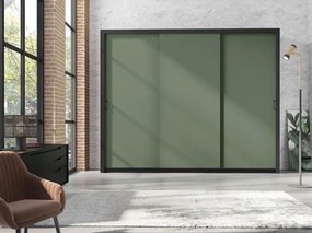 Šatníková skriňa s posuvnými dverami Framoretta 2 (dymová zelená). Akcia -20%. Vlastná spoľahlivá doprava až k Vám domov. 1123787