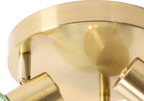 Stropné bodové svietidlo Art Deco zlaté so zeleným sklom 3-svetlo - Vidro