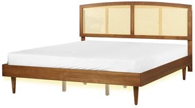 Drevená posteľ s LED 180 x 200 cm svetlé drevo VARZY Beliani
