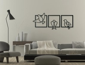 drevko Drevená nálepka Vtáčiky Rozmer obrazu: 26,5 x 65 cm, Farba dekorácie: Čierna