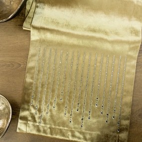Dekorstudio Behúň na stôl ROYAL 3 z lesklého zamatu s kamienkami v zlatej farbe Rozmer behúňa (šírka x dĺžka): 35x220cm