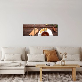 Obraz - hrnček s dekoráciami (s hodinami) (90x30 cm)
