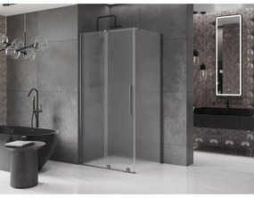 Mexen Velar, sprchový kút s posuvnými dverami 120 x 90 cm, 8mm sklo námraza, grafit brúsený, 871-120-090-31-66