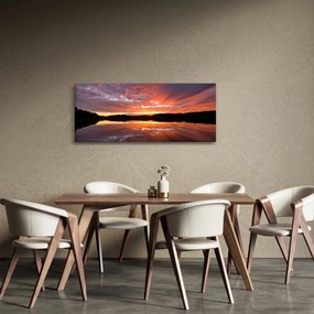 Obraz - Západ slnka nad jazerom (120x50 cm)