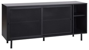 Čierna kovová komoda s posuvnými dverami 160x75x46 cm Veep – Unique Furniture