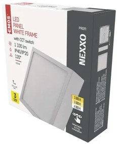 EMOS Prisadené stropné LED svietidlo NEXXO, 12,5 W, teplá biela-studená biela, štvorcové, biele