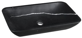 Sapho - Umývadlo na dosku BLOK 60x35 cm kameň/matná čierna