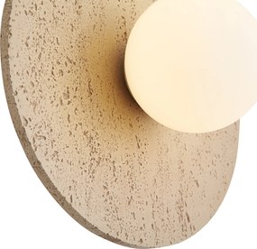 Nástenná lampa Japandi okrúhla z prírodného kameňa s opálovým sklom - Josie