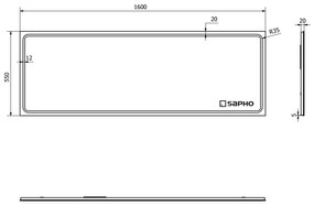 Sapho Sapho, GEMINI LED podsvietené zrkadlo 1600x550mm, GM160