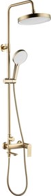 Rea Veneta, vaňová/sprchová súprava s dažďovou hlavovou sprchou a ručnou hlavicou, zlatá matná, REA-P3003