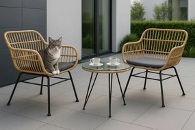 Sada záhradného nábytku z technoratanu, 2 stoličky s vankúšami, stôl, MultiGarden