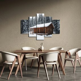 Obraz - Zasnežená chata (150x105 cm)