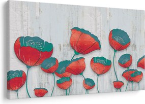 Obraz - Vlčie maky - petrolej (90x60 cm)