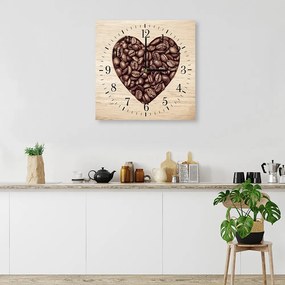 Gario Hodiny na stenu Coffee bean heart Rozmery: 40 x 40 cm