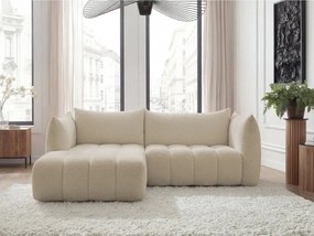 Béžová rohová pohovka z textílie buklé (ľavý roh/s leňoškou) Azra – Bobochic Paris