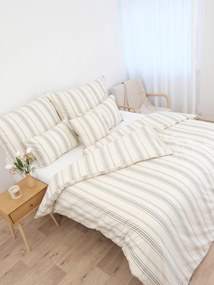 Bavlnené obliečky Natural - Prúžky zelené