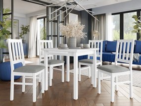 Rozkladací stôl so 4 stoličkami AL09, Morenie: biela - L, Poťahové látky: Hygge D91