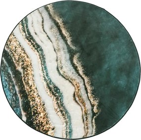 Protišmykový koberec NOVO mramor / zelený / zlatý kruh