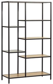 Čierna/v prírodnej farbe knižnica v dekore duba 80x146x35 cm Altino – Unique Furniture