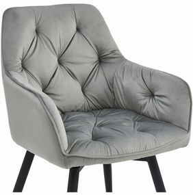 Jedálenská otočná stolička JORK360 zamatová, strieborná (čierne nohy)