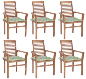 Jedálenské stoličky 6 ks listové podložky tíkový masív 3072958