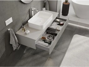 Mexen Rivel, kúpeľňová skrinka 120 cm s pracovnou doskou, 1 zásuvka, drážkovaná, matná sivá, 91A20-12023-1-BFC62