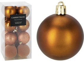 Súprava 16 ks vianočných ozdôb Festive Sparkles, zlatohnedá, pr. 6 cm, plast