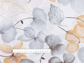 Biante Detský bavlnený záves Sandra SA-367 Sivo-oranžové kvety na bielom 140x220 cm