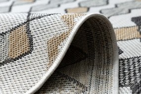 Dywany Łuszczów, Kusový koberec Cooper Sisal Diamonds 22217 ecru/black – na von aj na doma, 160x220, šedá, chodba / predsieň