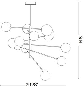 Ideal Lux - LED Luster na tyči EQUINOXE 12xG4/2W/230V pr. 128,1 cm chróm/dymová