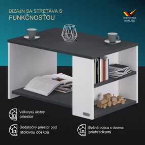 InternetovaZahrada Konferenčný stolík Santa Cruz 90x59x47cm - biely/antracit