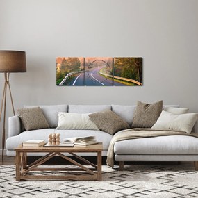 Obraz - Cesta pri východe slnka (s hodinami) (90x30 cm)