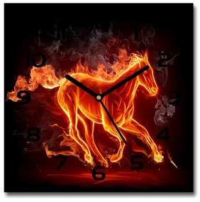 Sklenené hodiny štvorec Kôň v plameňoch pl_zsk_30x30_c-f_11746508