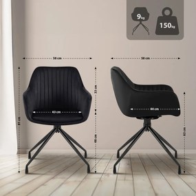 Jedálenská stolička Welby zamat - čierna