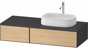 DURAVIT Zencha závesná skrinka pod umývadlo na dosku (umývadlo vpravo), 2 zásuvky, 1300 x 550 x 281 mm, dub prírodný/grafit super matná, ZE4817030800000