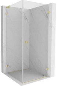 Mexen Lunar-B L výklopný sprchový kút pravý 90 x 90 cm, číre sklo, zlatá matná, 832L-090-090-55-00-P