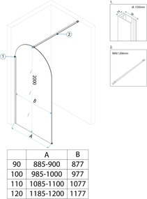 Rea Heaven, sprchová zástena Walk-in 100 cm, medená matná, REA-K6687
