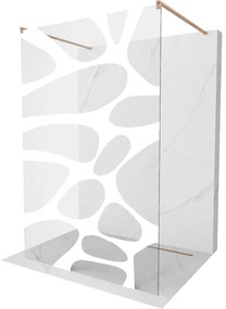 Mexen Kioto, sprchová zástena Walk-In 110 x 200 cm, 8mm číre sklo biely vzor, medený matný profil, 800-110-002-65-97
