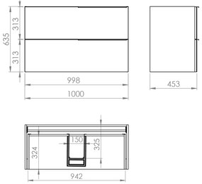 Elita Soho, umývadlová skrinka 100x45x64 cm 2S, tmavá modrá matná, ELT-169086